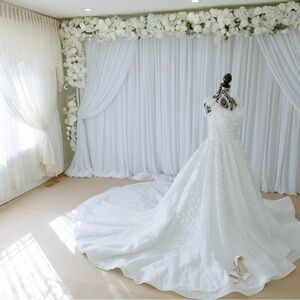 Elegant White Beaded Ballgown Wedding Dress